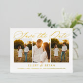 Elegante Trio FOIL Wedding Save the Date Card Folieneinladung (Stehend vorne)