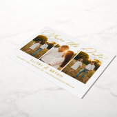 Elegante Trio FOIL Wedding Save the Date Card Folieneinladung (Gedreht)