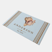 Elegante Tritonshorn-KüstenMuschel u. Blau | Fußmatte (Schrägansicht)