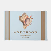 Elegante Tritonshorn-KüstenMuschel u. Blau | Fußmatte (Vorderseite)