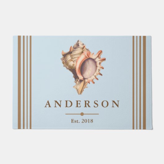 Elegante Tritonshorn-KüstenMuschel u. Blau | Fußmatte (Vorderseite)