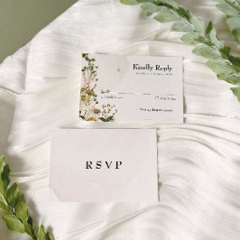 Elegante Trockenblumenzeremonie RSVP Karte