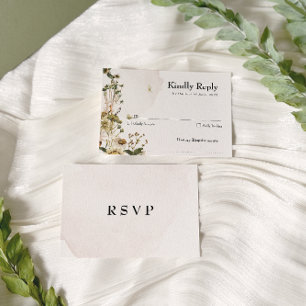 Elegante Trockenblumenzeremonie RSVP Karte