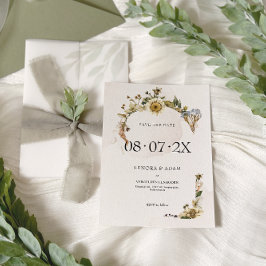 Elegante Trockenblumenzeremonie Save The Date