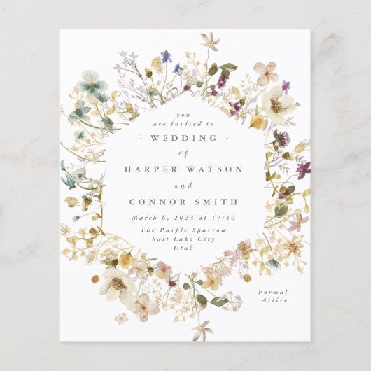 Elegante trockene Wildblume Pampas Floral Wedding  Flyer (Vorne)