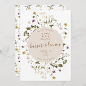 Elegante trockene Wildblume Pampas Floral Wedding Save The Date (Vorne/Hinten)