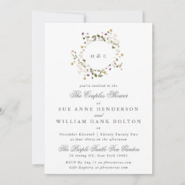 Elegante trockene Wildblume Pampas Paare Dusche Einladung