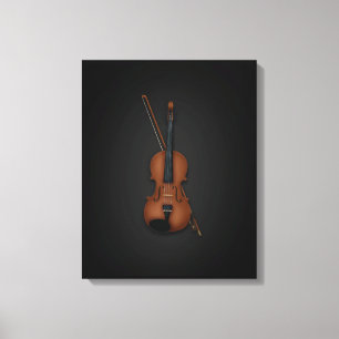 Elegante Trompe L'oeil Violin & Bow auf 16x20 Schw Leinwanddruck