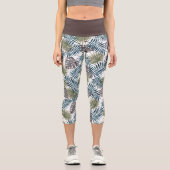 Elegante Tropical Aquamarin Blue Palm Tree Blätter Capri Leggings (Vorderseite)