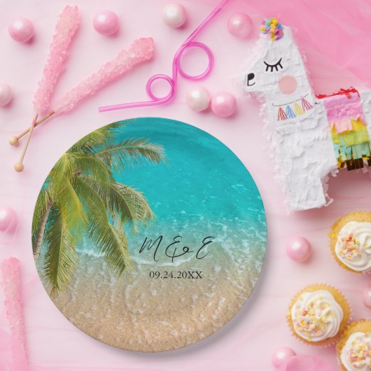 Elegante Tropical Beach Hochzeit Pappteller (Party)