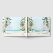 Elegante Tropical Beach Palm Trees Wedding Gästebuch (Voll)