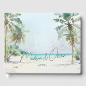 Elegante Tropical Beach Palm Trees Wedding Gästebuch (Vorderseite)