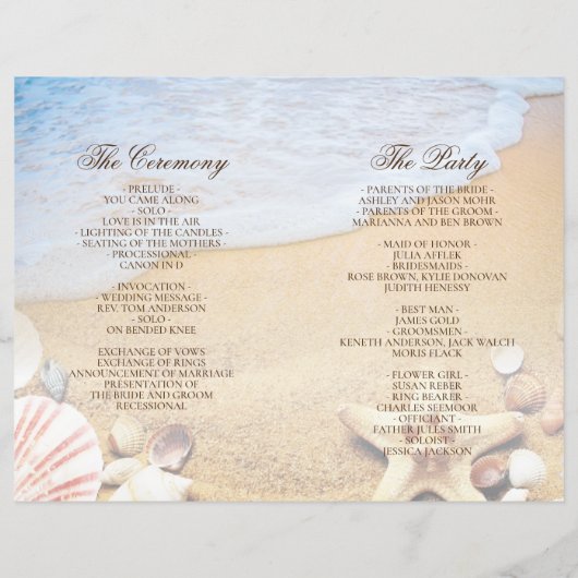 Elegante Tropical Beach Wedding Folded Program Car (Rückseite)
