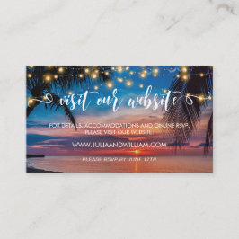 Elegante Tropical Beach Wedding Website Card Platzkarte