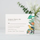 Elegante Tropical Bird Wedding RSVP Enclosure Card Begleitkarte (Stehend Vorderseite)