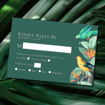 Elegante Tropical Bird Wedding RSVP Enclosure Card