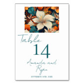 Elegante Tropical Blume Floral Wedding Tischnummer (Vorderseite)