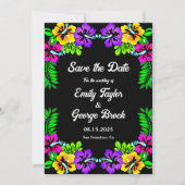 Elegante Tropical Boho Rose Black Floral Wedding Save The Date (Vorderseite)