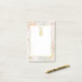 Elegante Tropical Botanical Floral Gold Ananas Post-it Klebezettel (Auf Schreibtisch)