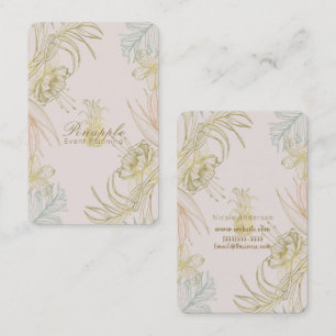 Elegante Tropical Botanical Floral Gold Blush Chic Visitenkarte