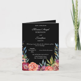 Elegante Tropical Burgundy Black Wedding geklappt Einladung