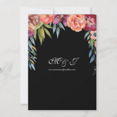 Elegante Tropical Burgundy & Blush Black Wedding V Einladung (Rückseite)