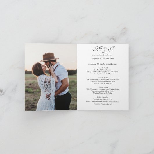 Elegante Tropical Burgundy White Wedding geklappt Einladung (Innenseite)