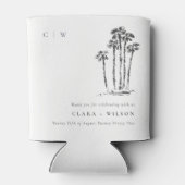 Elegante Tropical Coastal Palm Tree Hochzeit Dosenkühler (Rückseite)