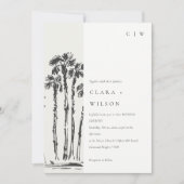 Elegante Tropical Coastal Palm Tree Hochzeit Einladung (Vorderseite)