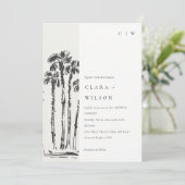 Elegante Tropical Coastal Palm Tree Hochzeit Einladung (Stehend Vorderseite)