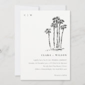 Elegante Tropical Coastal Palm Tree Hochzeit Einladung (Vorderseite)