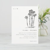 Elegante Tropical Coastal Palm Tree Hochzeit Einladung (Stehend Vorderseite)