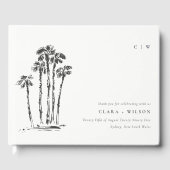 Elegante Tropical Coastal Palm Tree Hochzeit Gästebuch (Vorderseite)