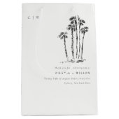 Elegante Tropical Coastal Palm Tree Hochzeit Mittlere Geschenktüte (Vorderseite)