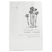 Elegante Tropical Coastal Palm Tree Hochzeit Mittlere Geschenktüte (Rückseite)