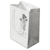 Elegante Tropical Coastal Palm Tree Hochzeit Mittlere Geschenktüte (Rückseite Schrägansicht)