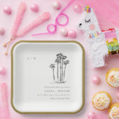 Elegante Tropical Coastal Palm Tree Hochzeit Pappteller (Party)