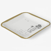 Elegante Tropical Coastal Palm Tree Hochzeit Pappteller (Gewinkelt)