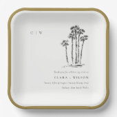 Elegante Tropical Coastal Palm Tree Hochzeit Pappteller (Vorderseite)