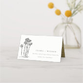 Elegante Tropical Coastal Palm Tree Hochzeit Platzkarte (Vorderseite)