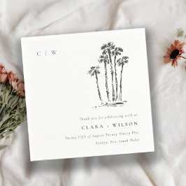 Elegante Tropical Coastal Palm Tree Hochzeit Serviette