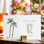 Elegante Tropical Coastal Palm Tree Hochzeit Tischnummer