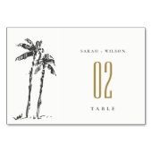 Elegante Tropical Coastal Palm Tree Hochzeit Tischnummer (Rückseite)