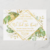 Elegante Tropical Elopement Hochzeitsempfehlung Go Folieneinladung (Vorderseite)