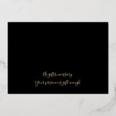 Elegante Tropical Engagement Party Black & Gold Folieneinladung (Rückseite)