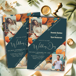 Elegante Tropical Floral Blume 2 Foto Hochzeit Einladung