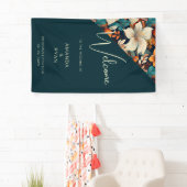 Elegante Tropical Floral Blume Muster Hochzeit Banner (Insitu)