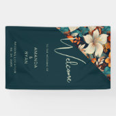 Elegante Tropical Floral Blume Muster Hochzeit Banner (Horizontal)