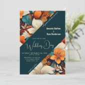 Elegante Tropical Floral Blume Muster Hochzeit Einladung (Stehend Vorderseite)