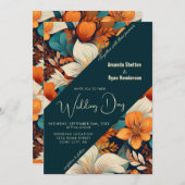Elegante Tropical Floral Blume Muster Hochzeit Einladung (Vorne/Hinten)